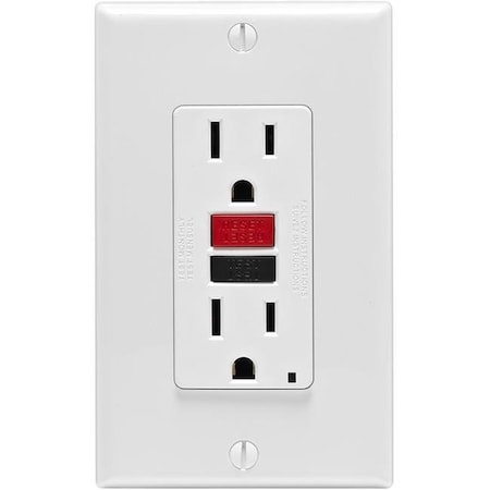 Leviton Leviton Mfg C12-GFNT1-RNW Self-Test 15A GFCI Outlet With Wall Plate; White 4996740